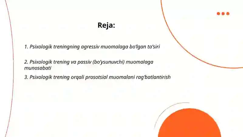 Psixologik treningning muomolarga boʻlgan munosabati 2