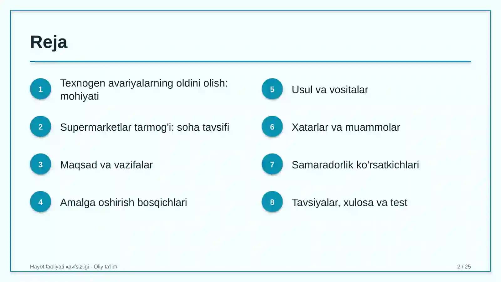 supermarketlar tarmog'ida texnogen avariyalarning oldini olish 8562 2