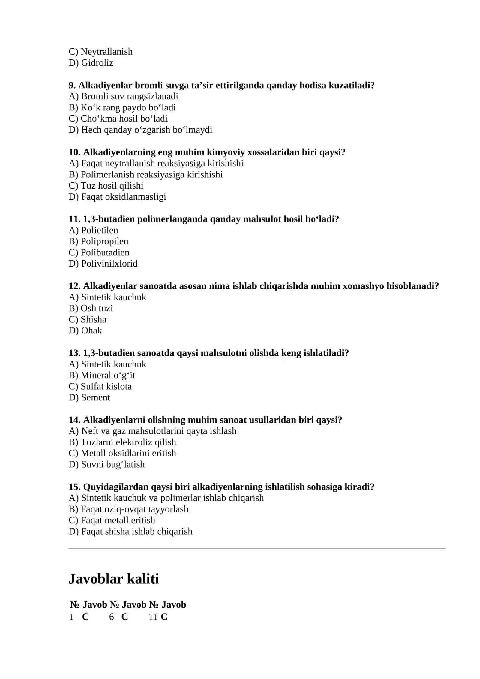 Alkadiyenlarning olinishi, xossalari va ishlatilishi 2