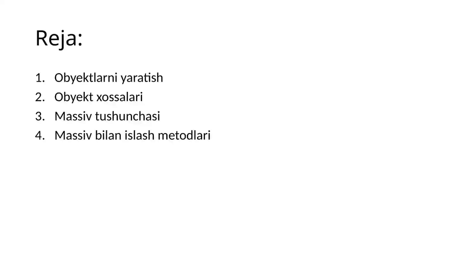 JavaScript massivlar va obyektlar 2