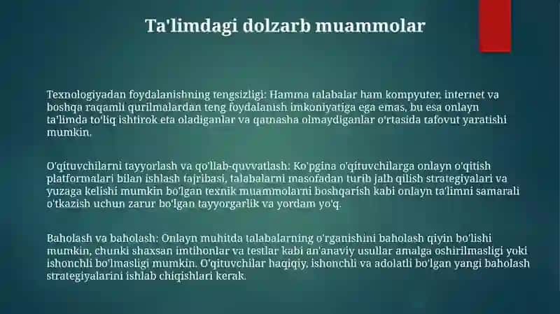 Ta'lim Tizimining Joriy Holati Va Mavjud Muammolar 2