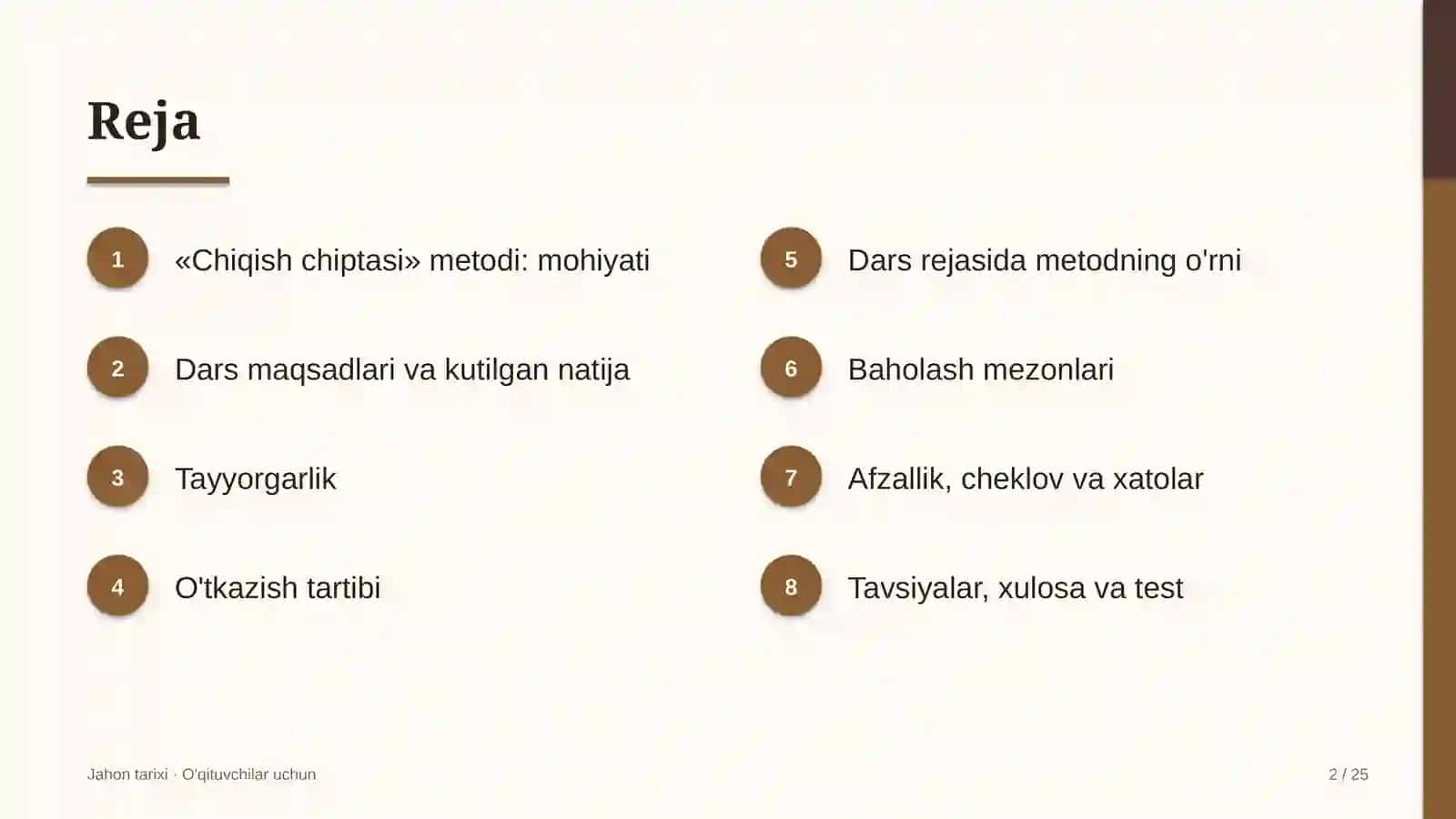 jahon tarixi darslarida chiqish chiptasi metodidan foydalanish 3731 2