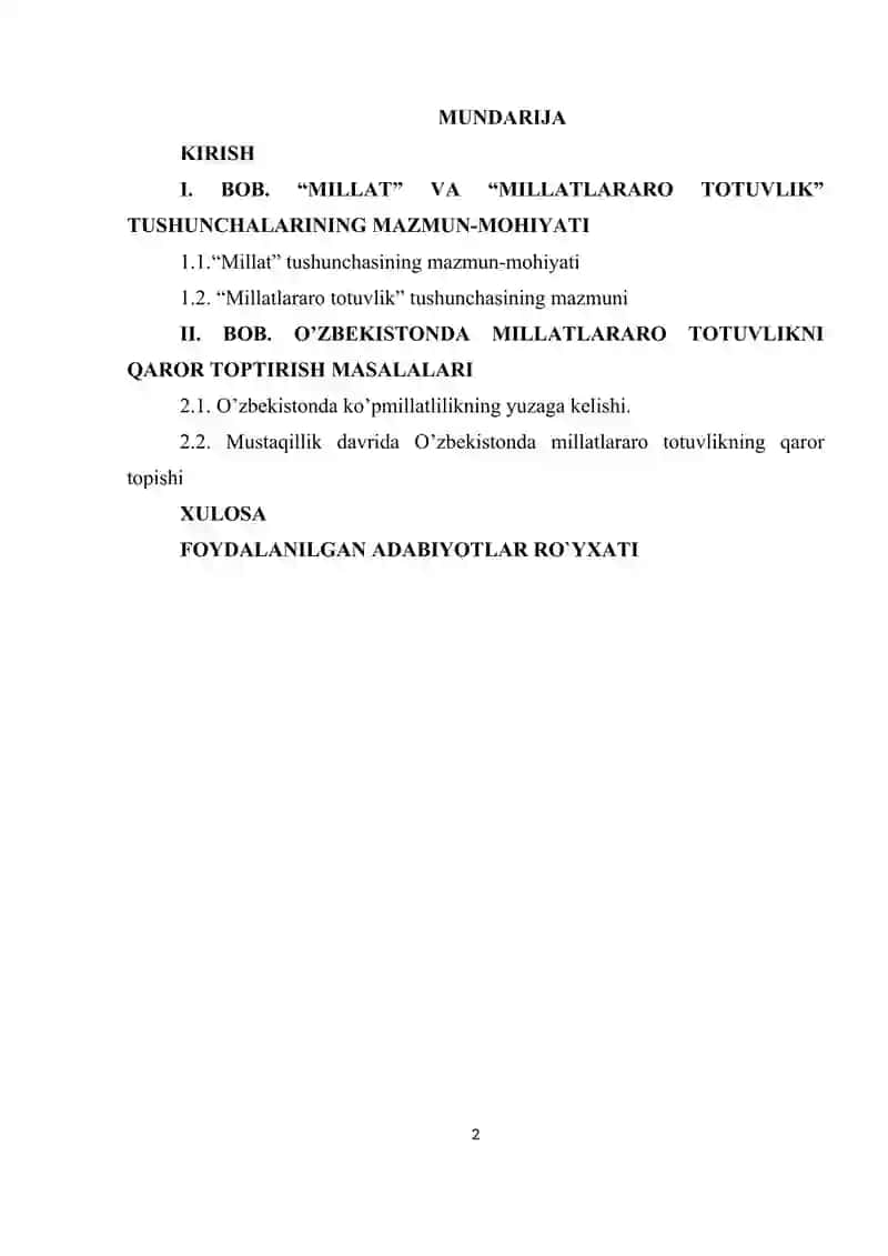 Millatlararo totuvlik g’oyasi va uning O’zbekistonda qaror toptirish masalalari 2