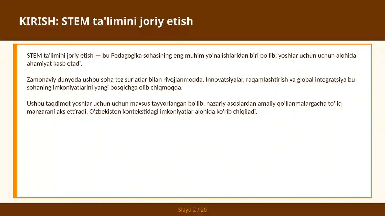 STEM TA'LIMINI JORIY ETISH 2