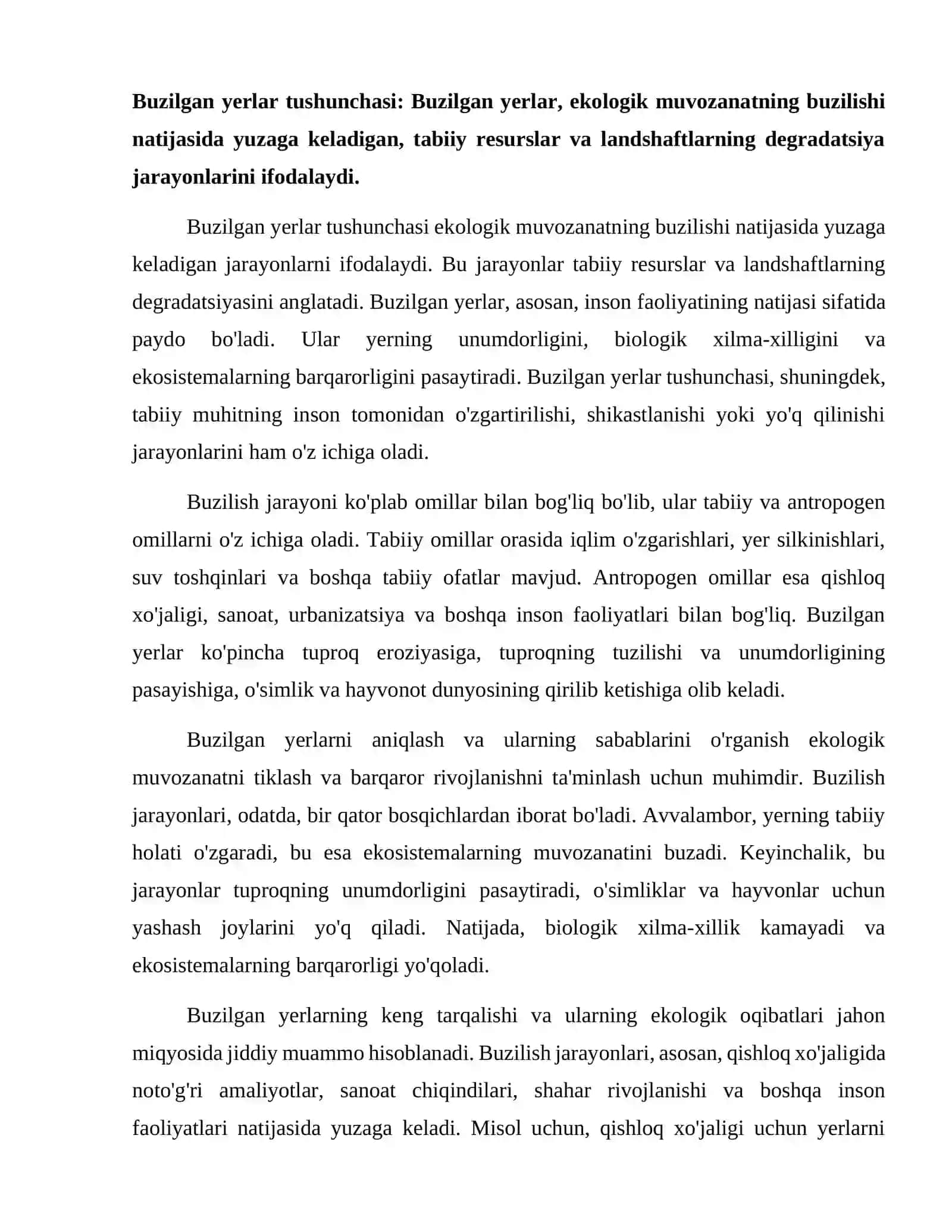 Buzilgan yerlar tushunchasi va ularning buzilishiga sabab boʻladigan omillar 2