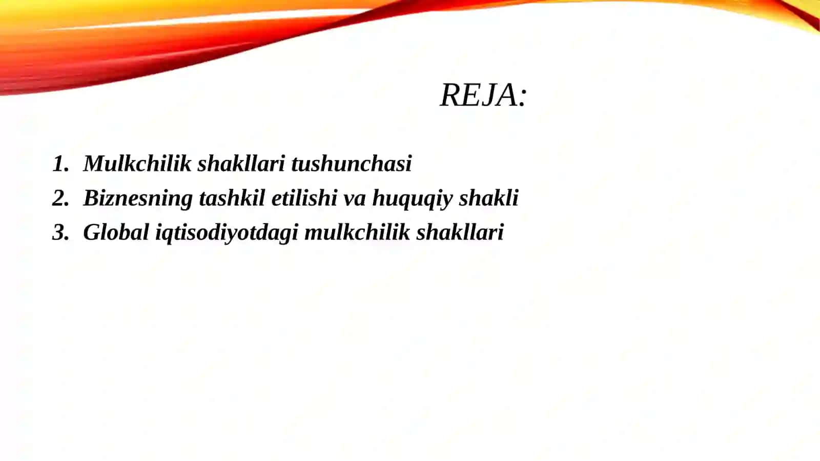 Mulkchilik shakllarining biznes huquqidagi o'rni 2