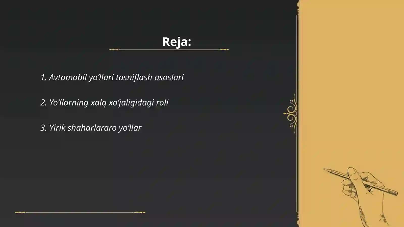 Avtomobil yoʻllarining sinflarga boʻlinishi va xalq xoʻjaligidagi axamiyati 2
