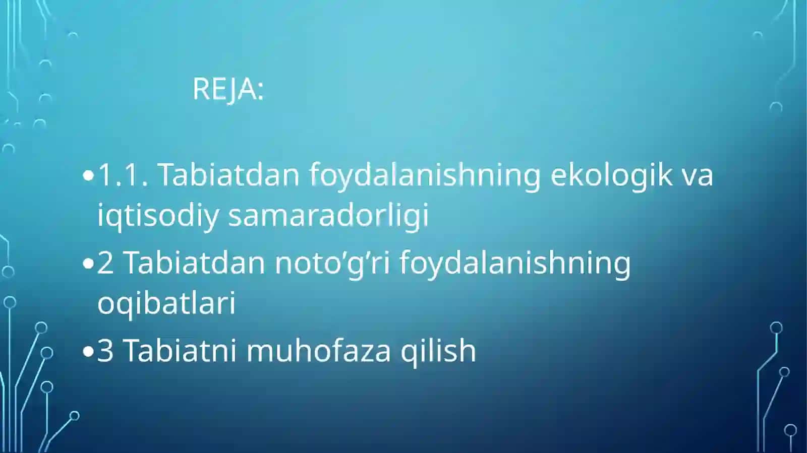 Tabiatdan foydalanishning ekologikva iqtisodiy samaradorligi 2