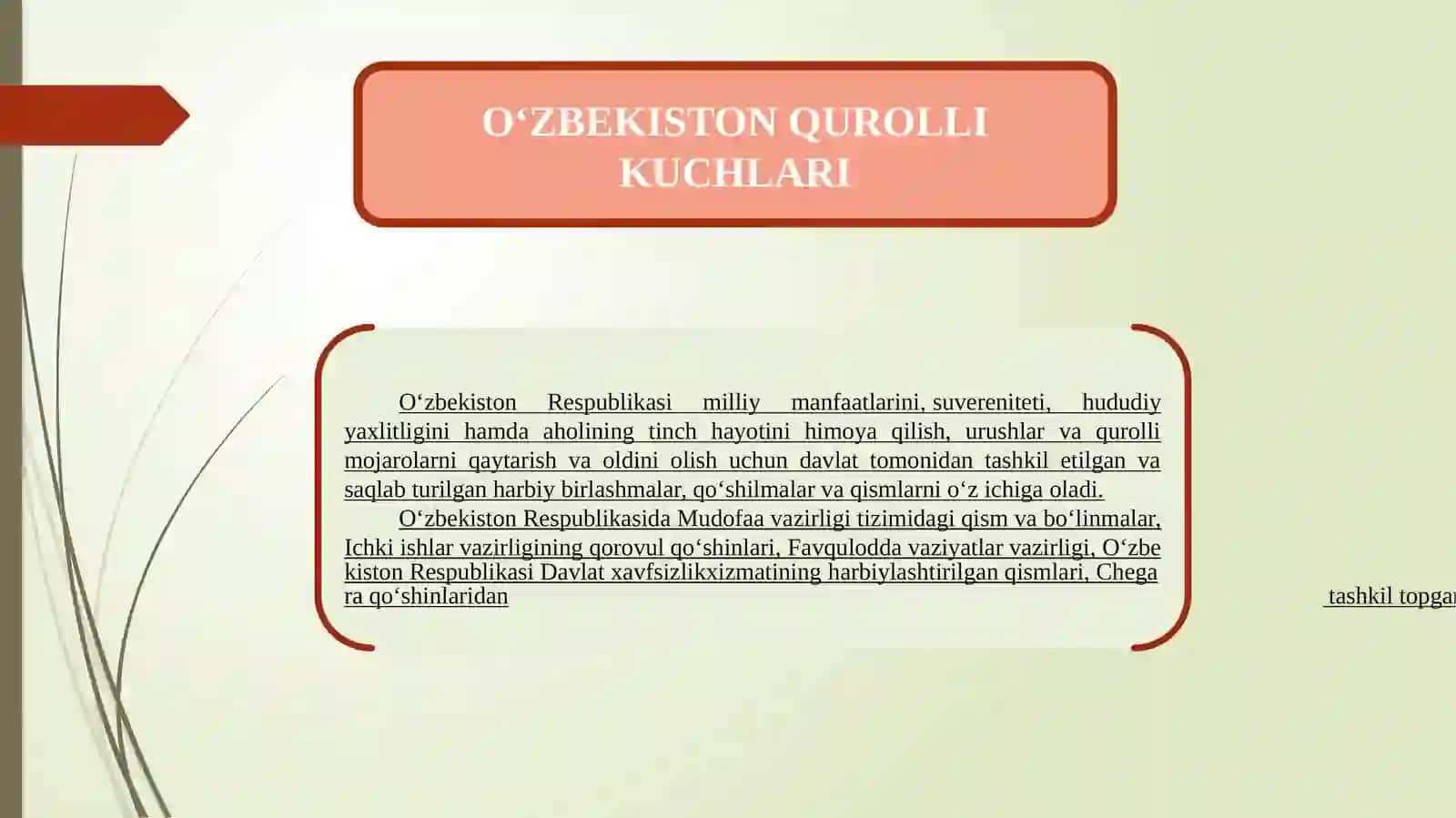 O‘ZBEKISTONDA MILLIY ARMIYANING BARPO ETILISHI VA HARBIY ISLOHOTLAR 2