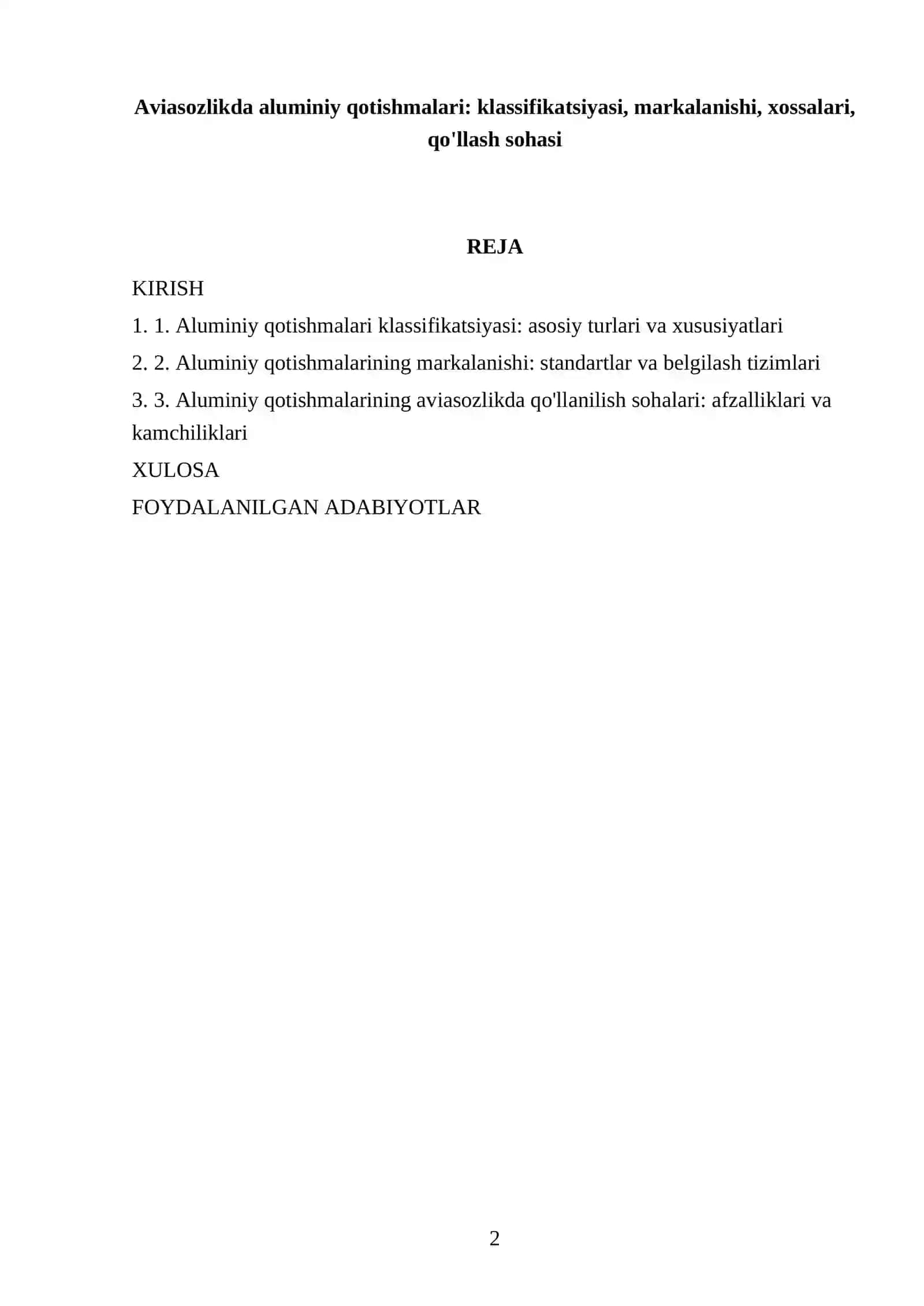 Aviasozlikda aluminiy qotishmalari: klassifikatsiyasi, markalanishi, xossalari, qo'llash sohasi 2
