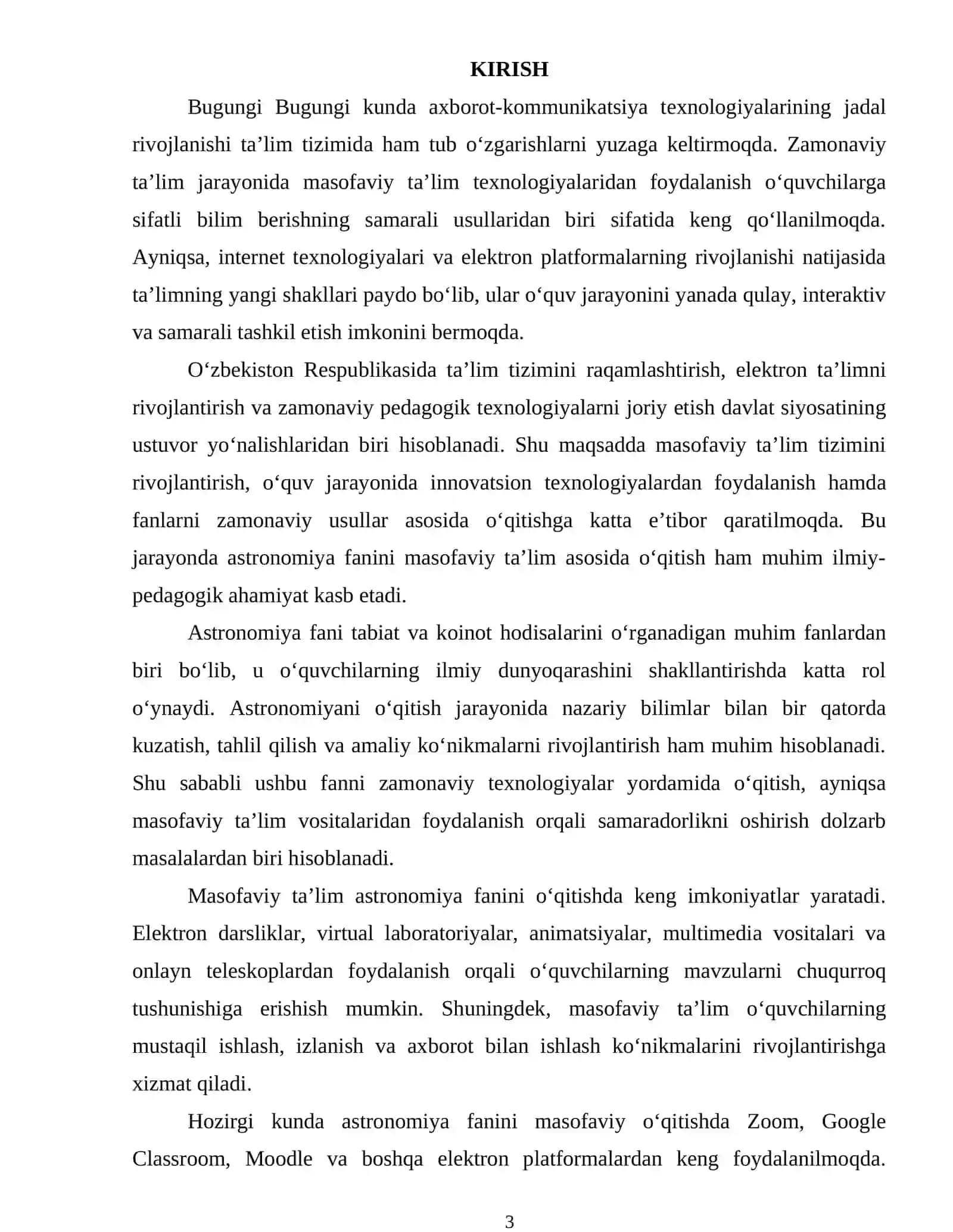 Masofaviy Ta'limning Nazariy-Metodologik Asoslari va Astronomiya Fanini O‘qitish 2
