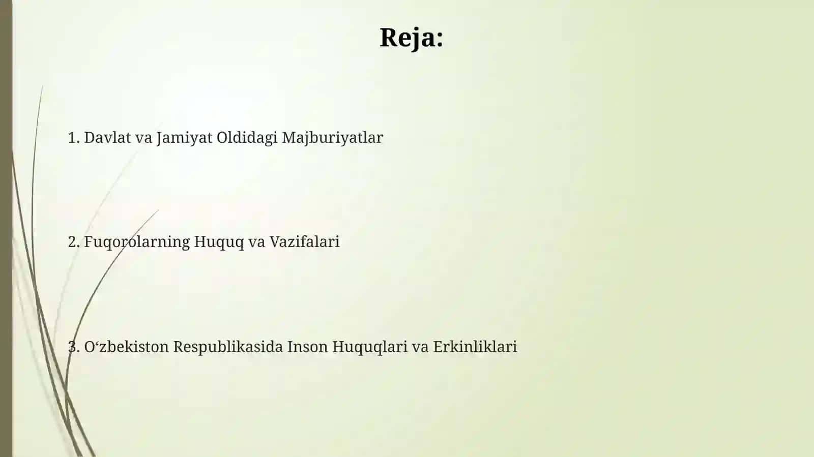 Oʻzbekiston Respublikasida inson va fuqoralarining huquqlari erkinliklari va majburiyatlari 2
