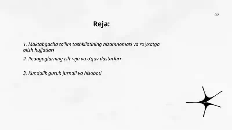 Maktabgacha taʼlim tashkiloti va pedagoglarning ish hujjatlari 2