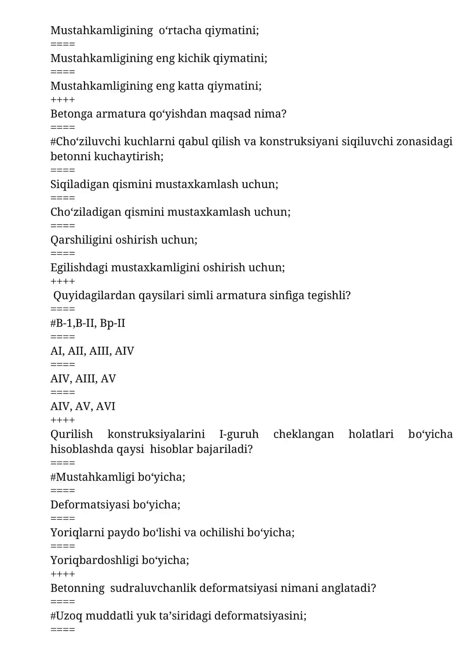 Betonning mustahkamligini belgilovchi asosiy omilni ko‘rsating 2