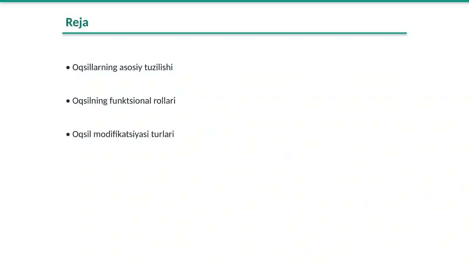 Oqsillarning tuzilishi.Oqsillarning poʻst translatsion modifikatsiyasi 2