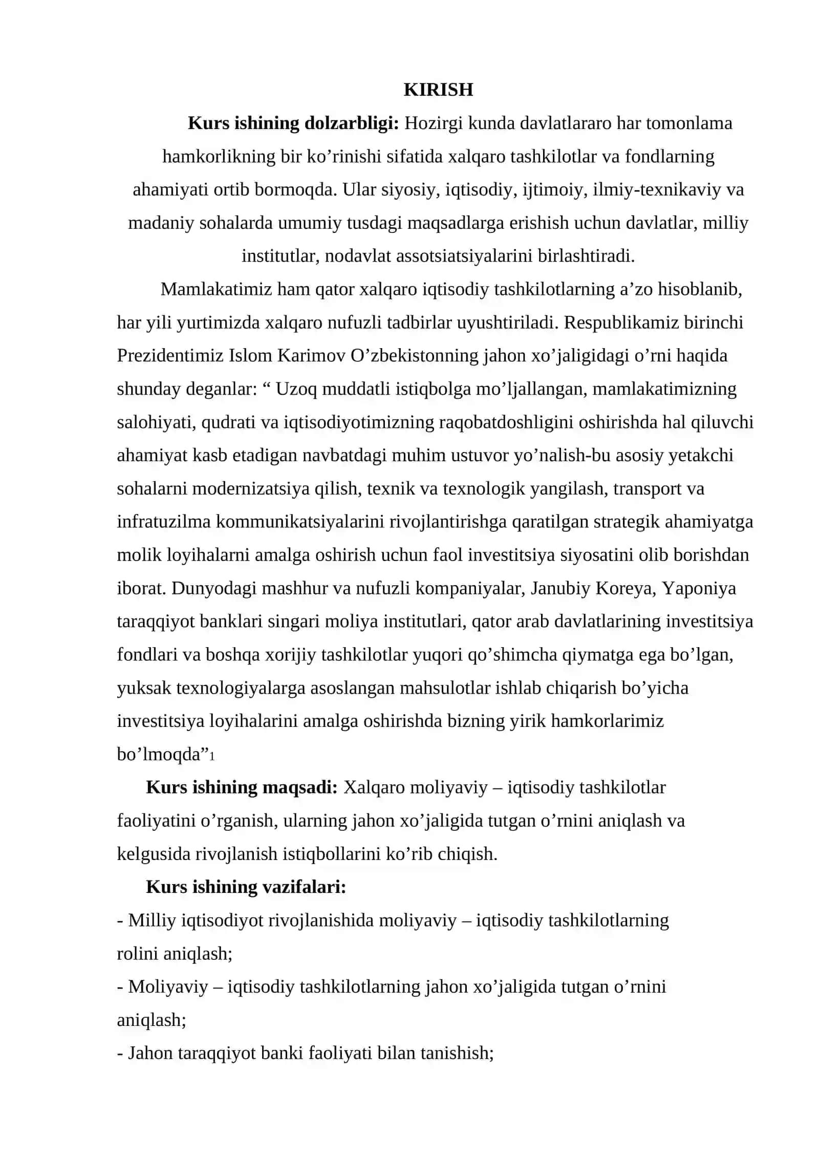 O'zbekistonning xalqaro iqtisodiy tashlikotlar bilan hamkorligi 2