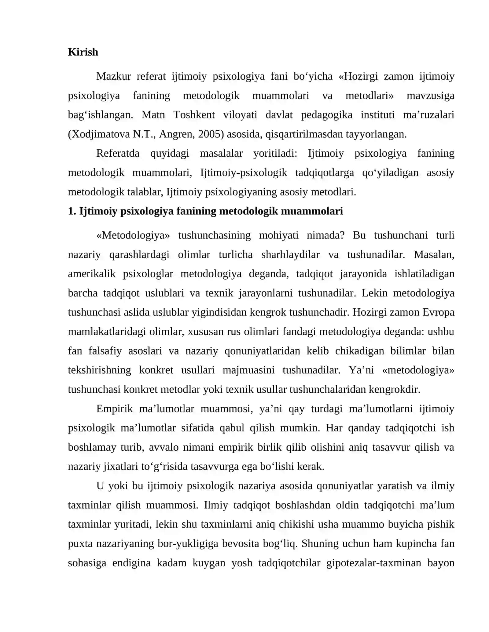 Hozirgi zamon ijtimoiy psixologiya fanining metodologik muammolari va metodlari 2