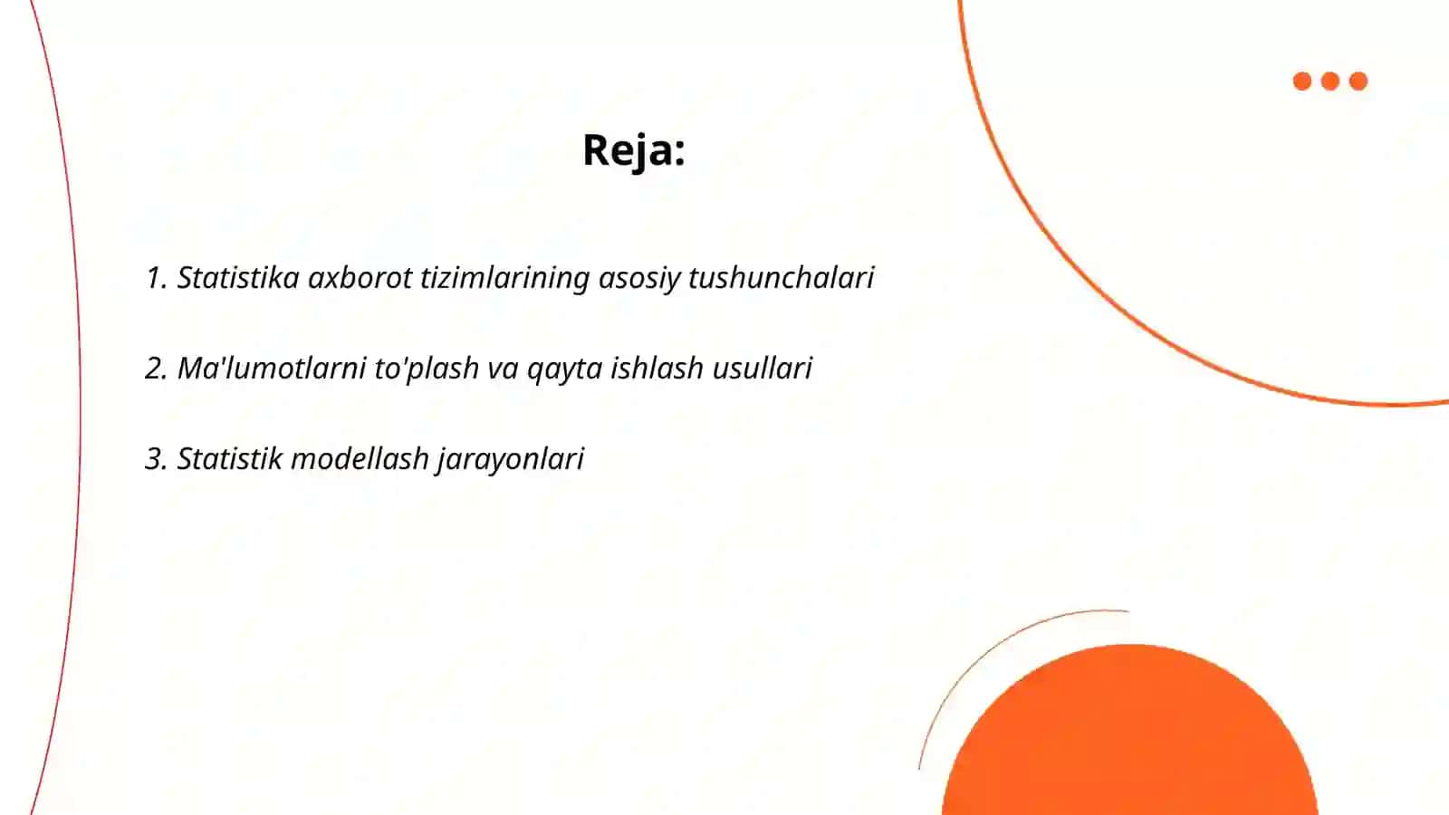 Statistika axborot tizimlari 2