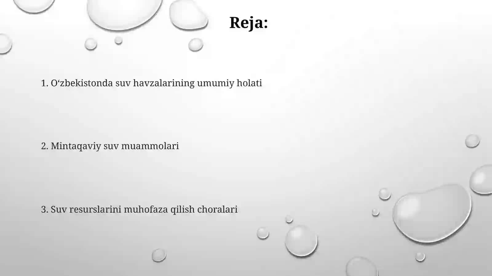 O‘zbekistondasuv havzalarininghozirgiholati.Mintaqaviysyvmuammolarivauningoldiniolishmasalalari 2