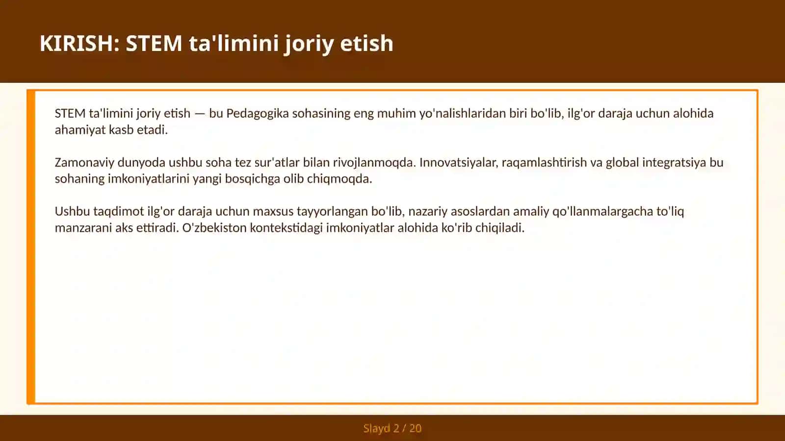 STEM TA'LIMINI JORIY ETISH 2