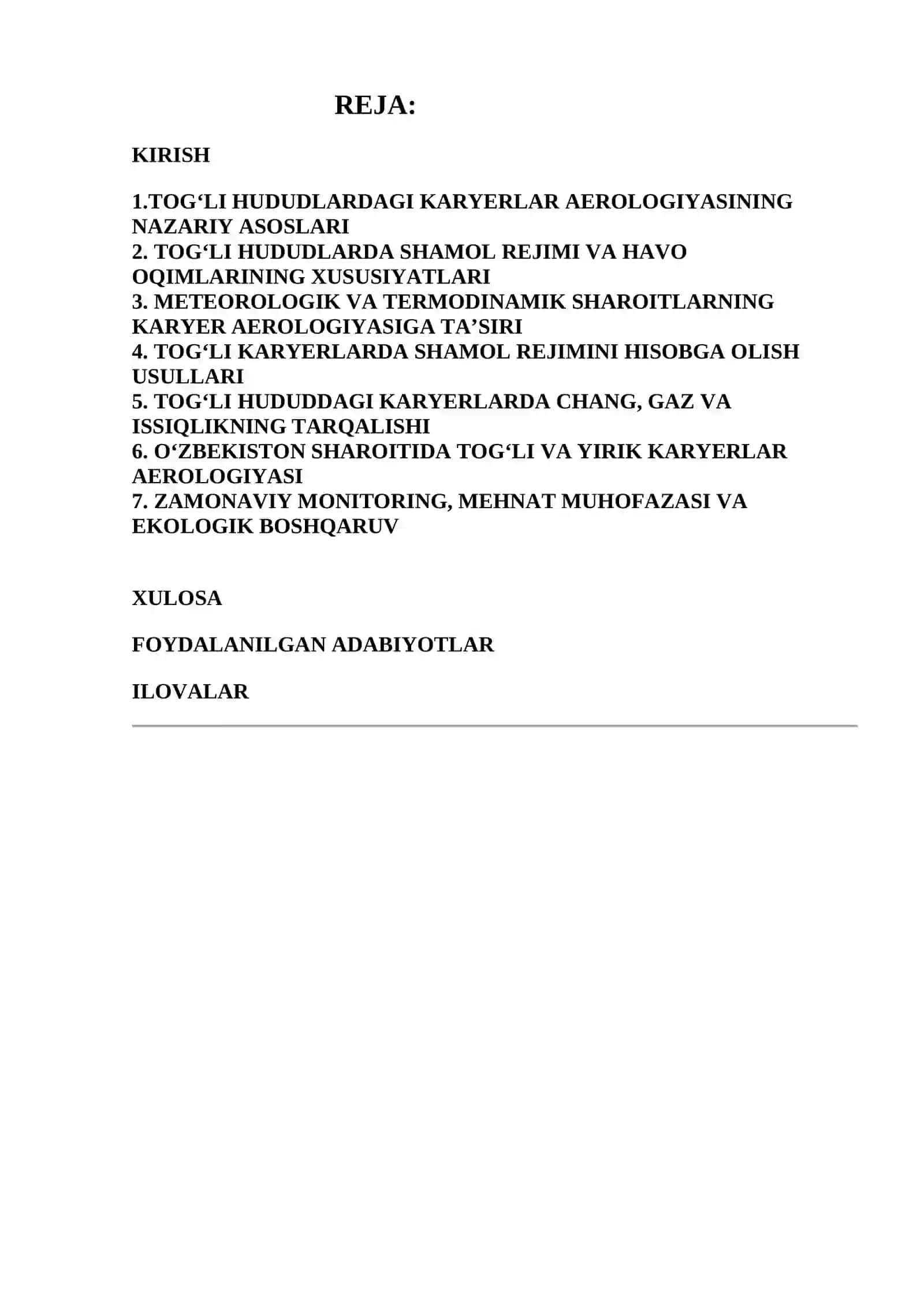 Tog‘li hududlarda joylashgan karyerlarning aerologik xususiyatlari va shamol rejimini hisobga olish 2