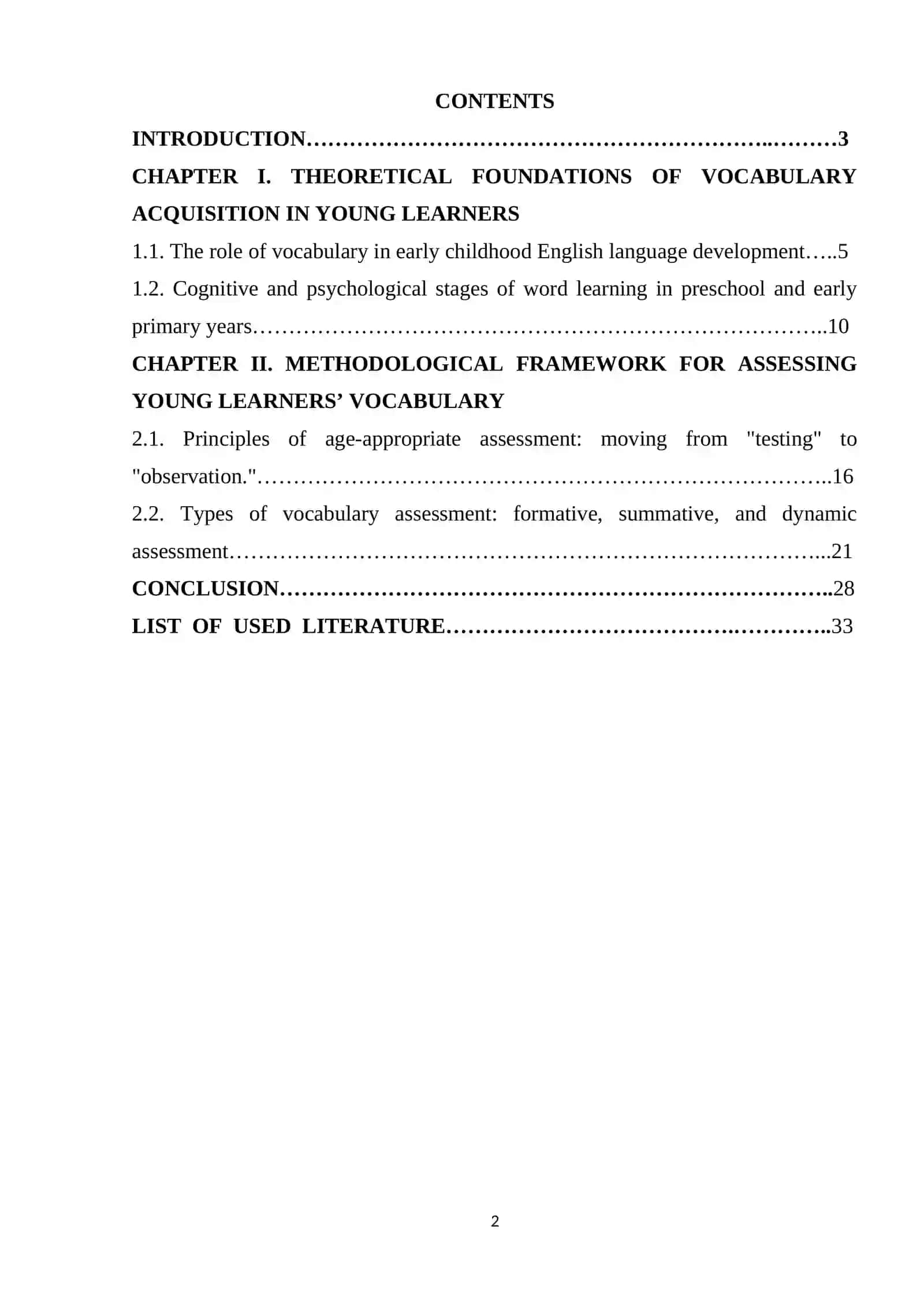 ASSESSING VOCABULARY DEVELOPMENT IN PRESCHOOL AND EARLY PRIMARY ENGLISH LEARNERS 2