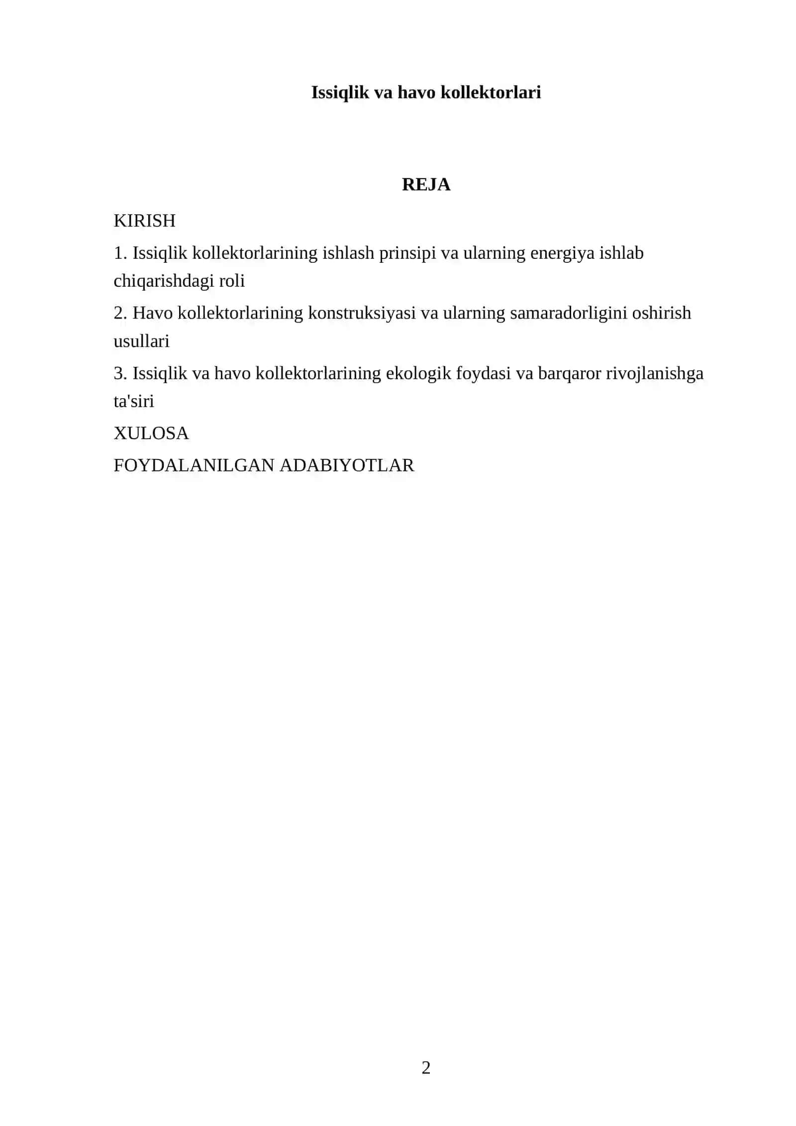Issiqlik va havo kollektorlari 2