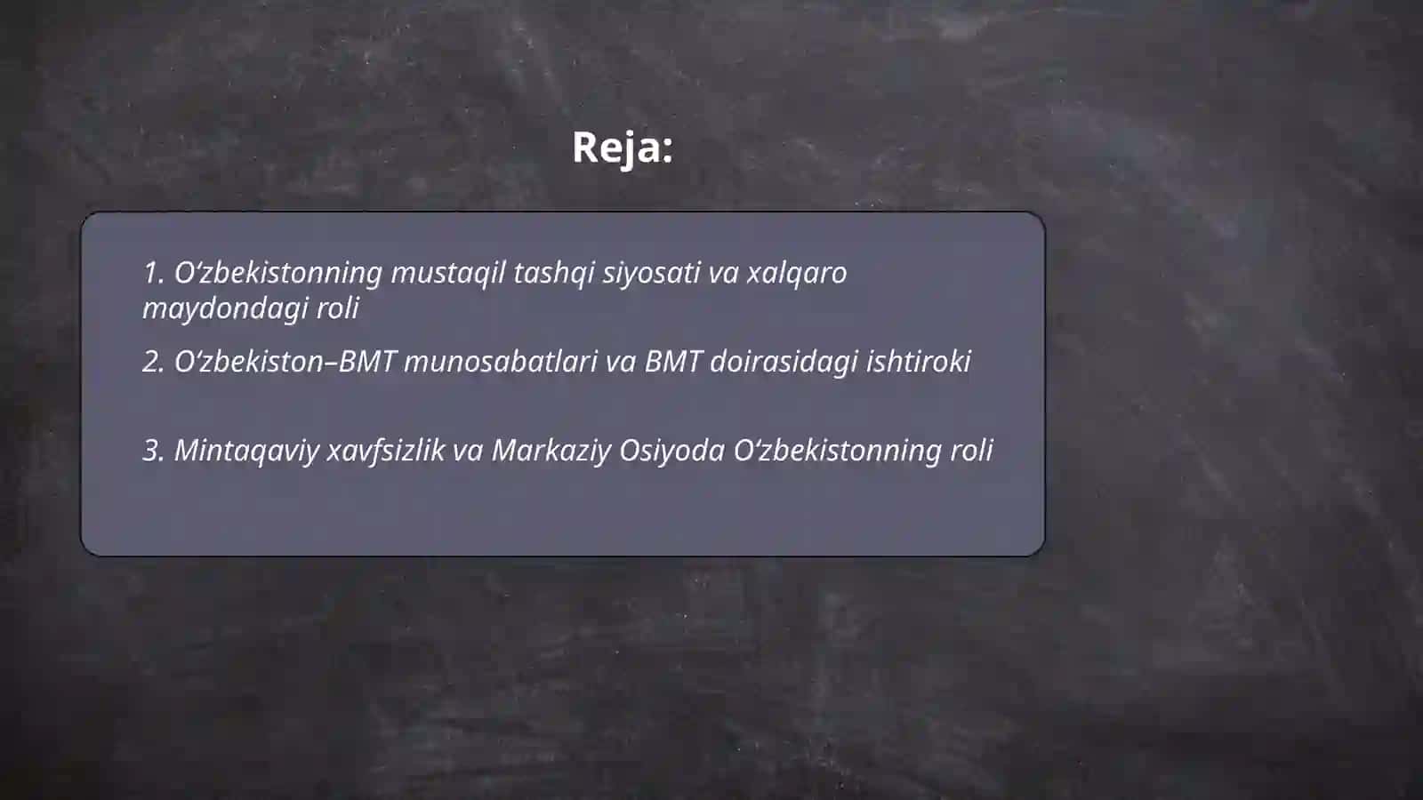 O‘zbekistonning jahon hamjamiyatidagi munosib o‘rni 2