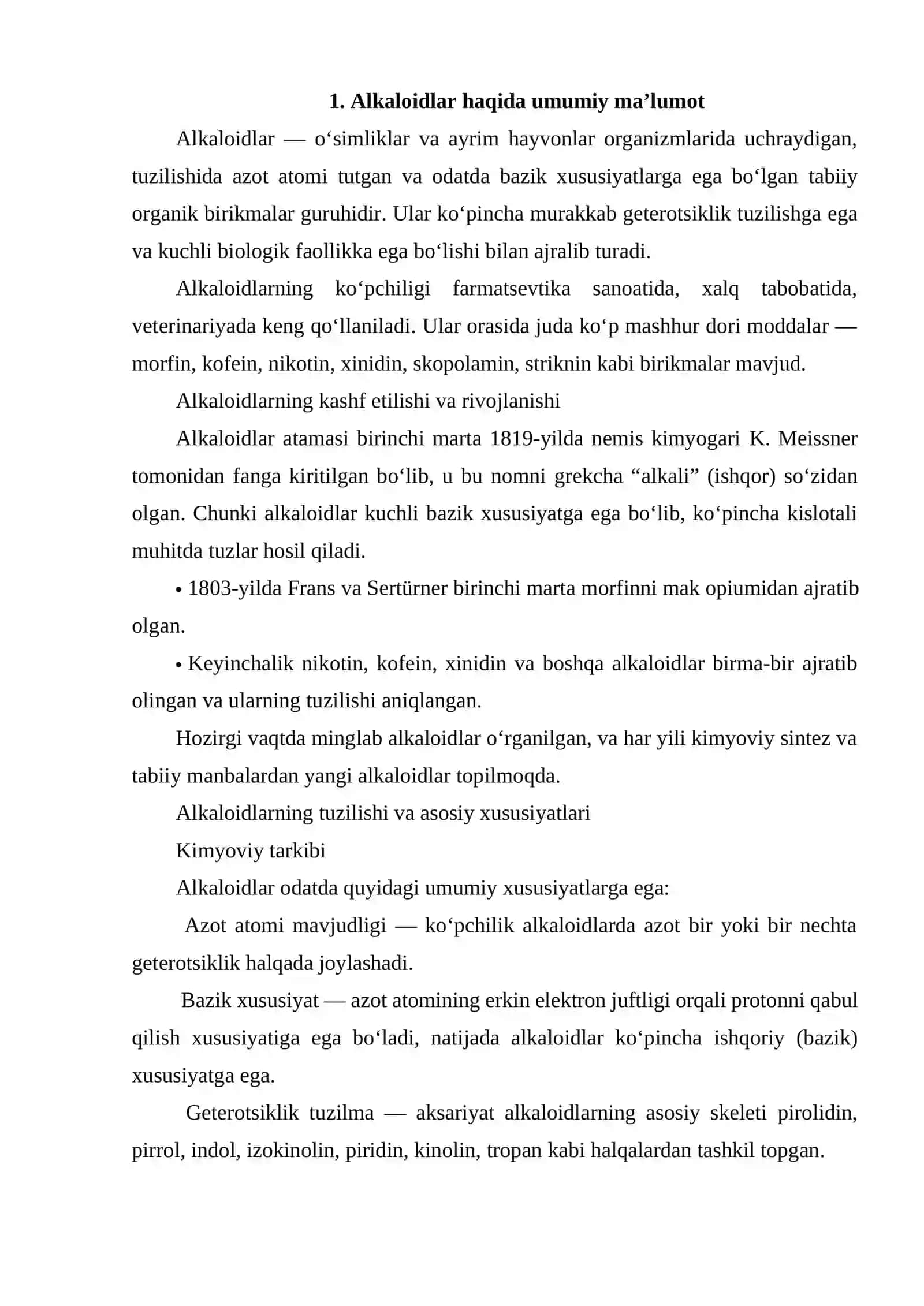 [ALKALOIDLAR.GETEROTSIKLIK BIRIKMALARNI OLISH USULLARI] 2
