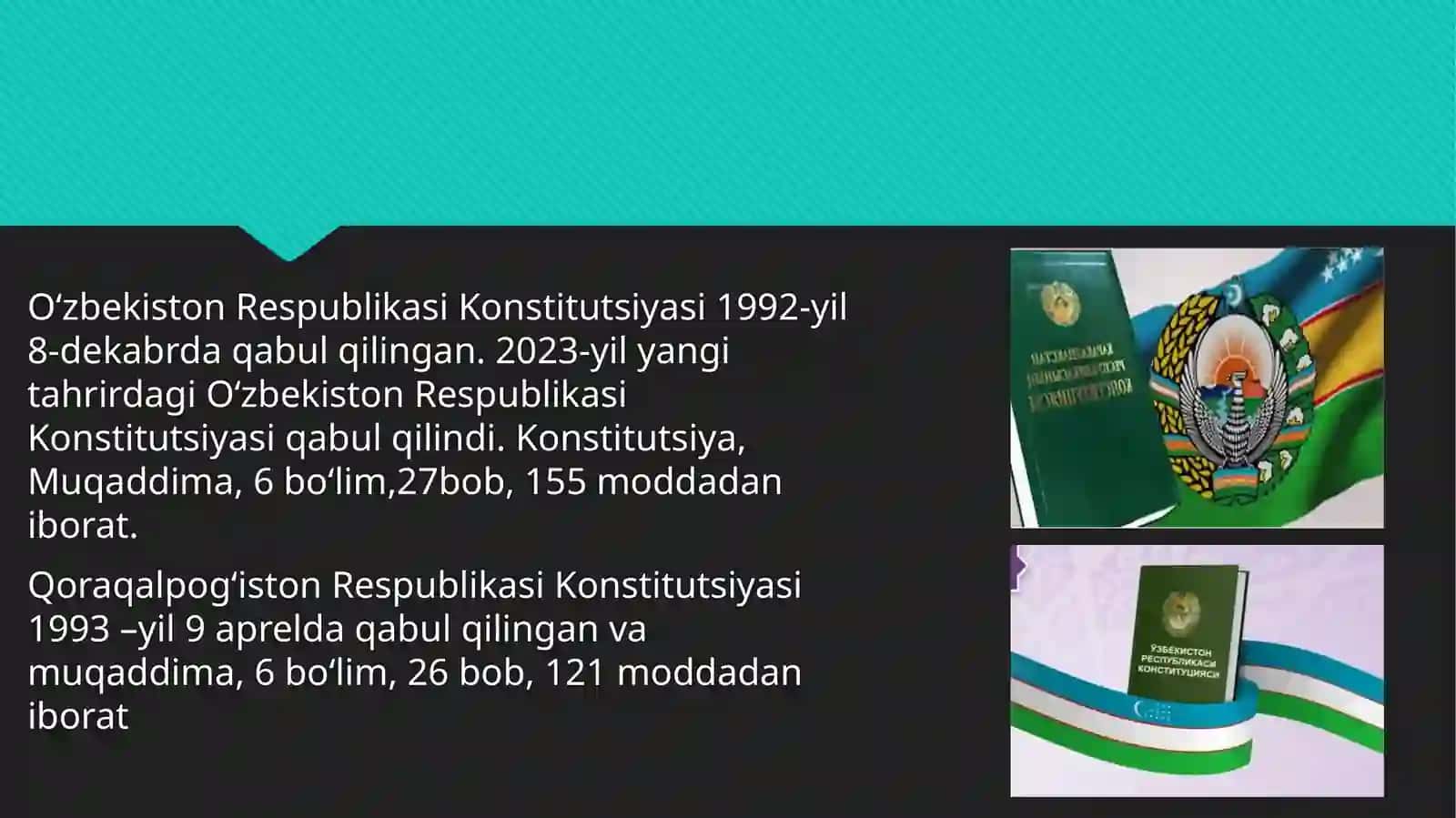 Yangi tahrirdagi Oʻzbekiston Respublikasi Konstitutsiyasi bilan Qoraqalpogʻiston Respublikasi Konstitutsiyasining farqli jihatlari 2