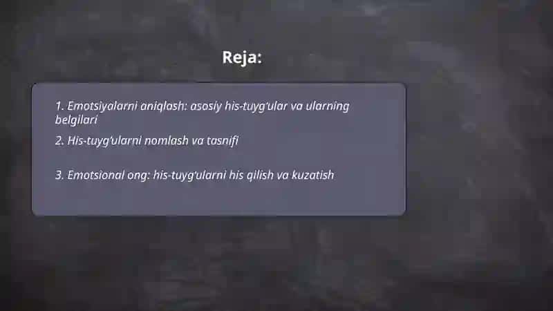 Emotsialarni anglash va ifodalash:hissiy moslashuv asoslari 2