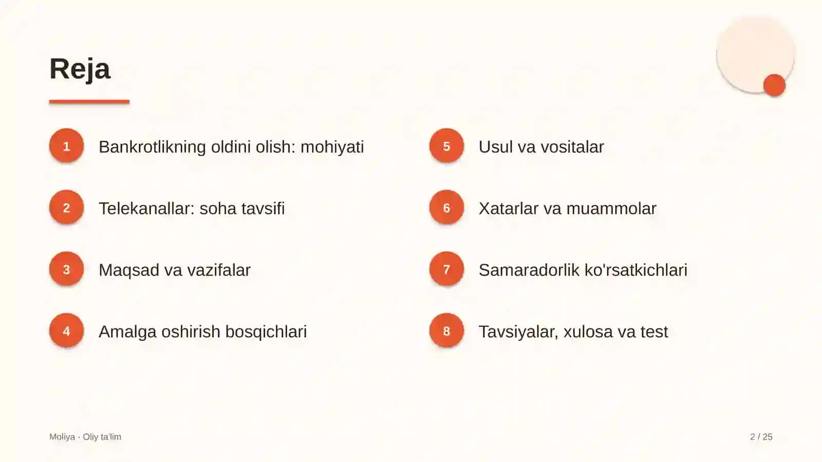 Telekanallarda bankrotlikning oldini olish 2