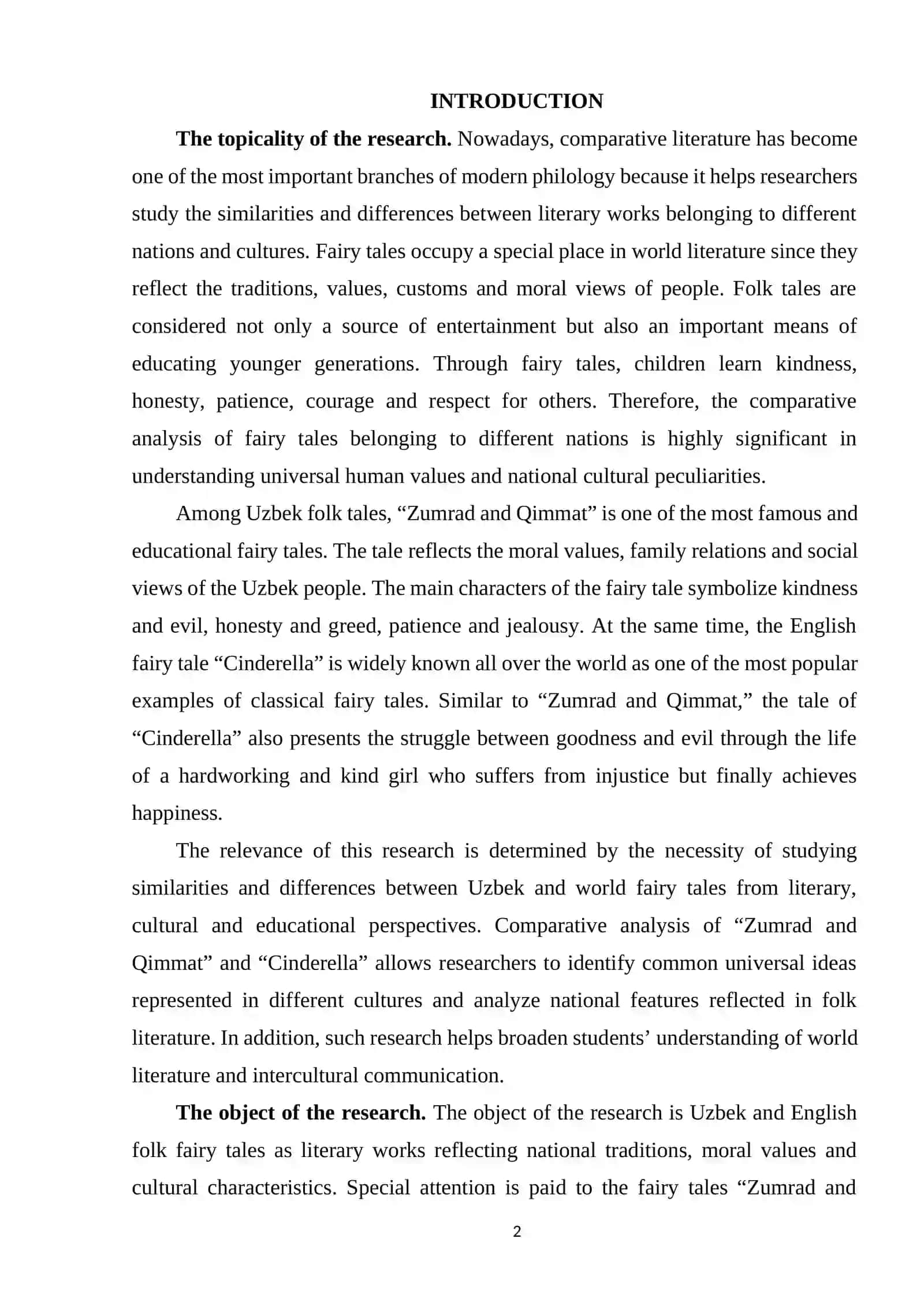 Comparative Analysis of the Fairy Tales ‘Zumrad and Qimmat’ and ‘Cinderella’ 2