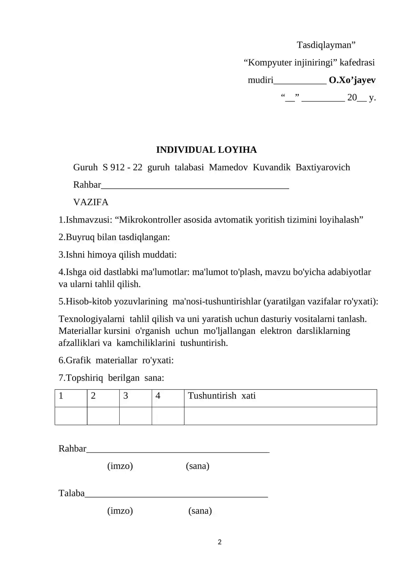 Mikrokontroller asosida avtomatik yoritish tizimini loyihalash 2