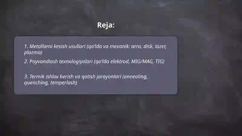 Metallar bilan ishlash 2