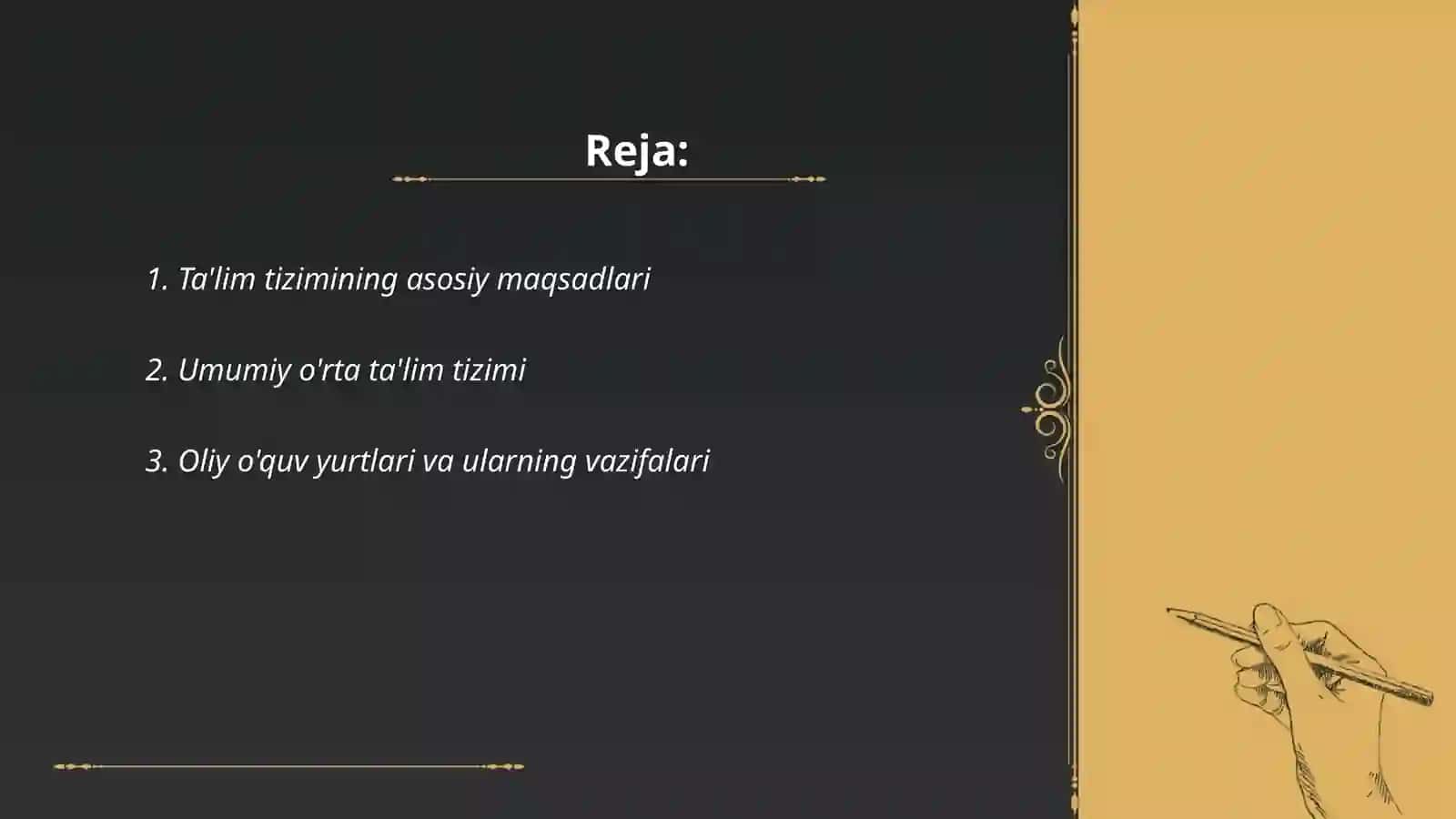 Ta'lim tizimi talim to'g'risidagi qonun 2
