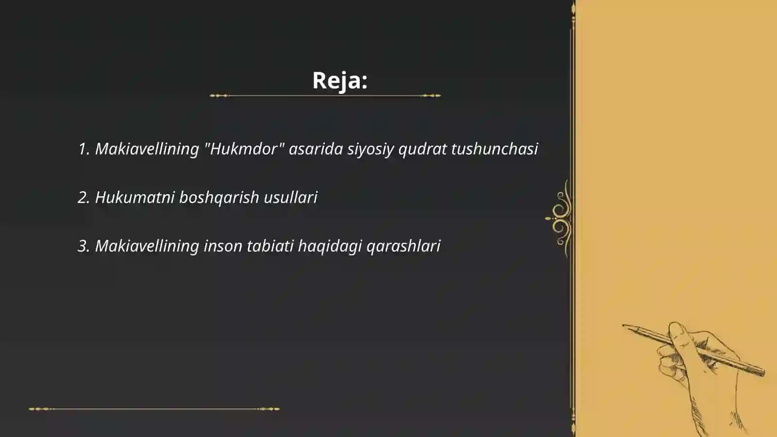 Makiavellining "xukmdor" asari boyicha 2