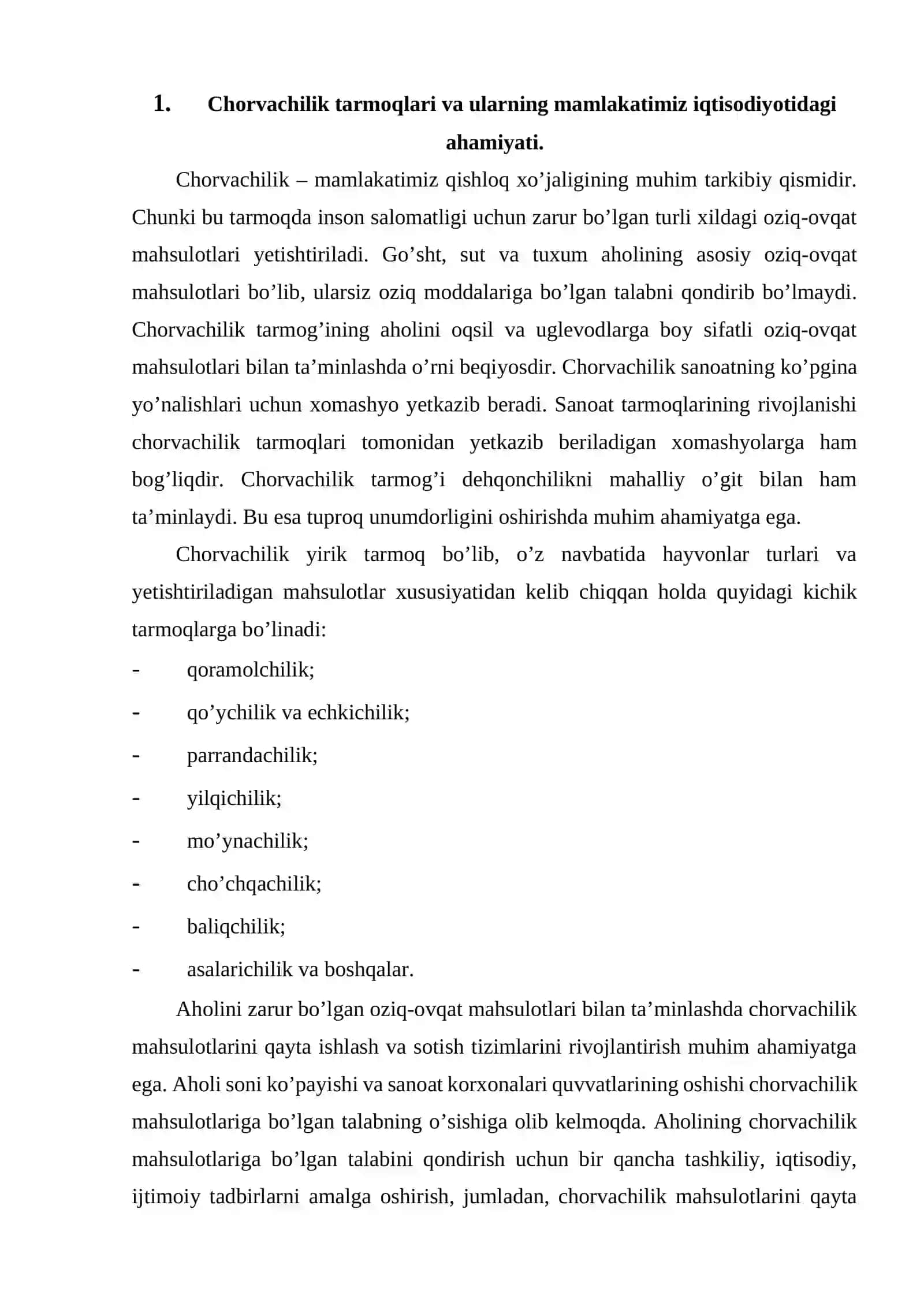 Chorvachilik tarmoqlari iqtisodiyoti 2