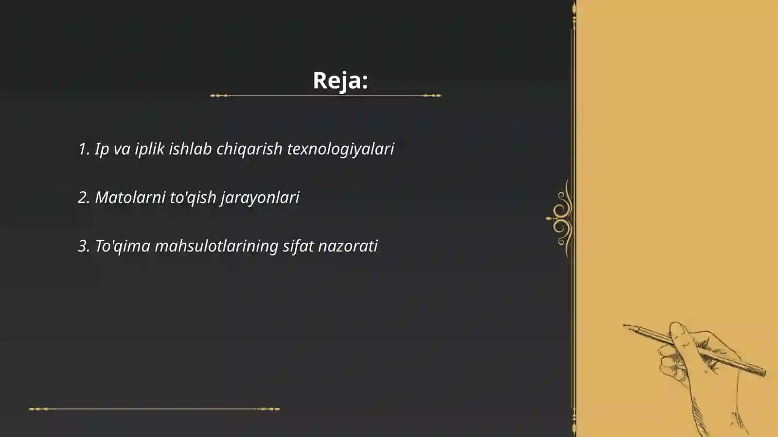 Jun to'qimalar ishlab chiqarish texnika va texnologiyalari 2