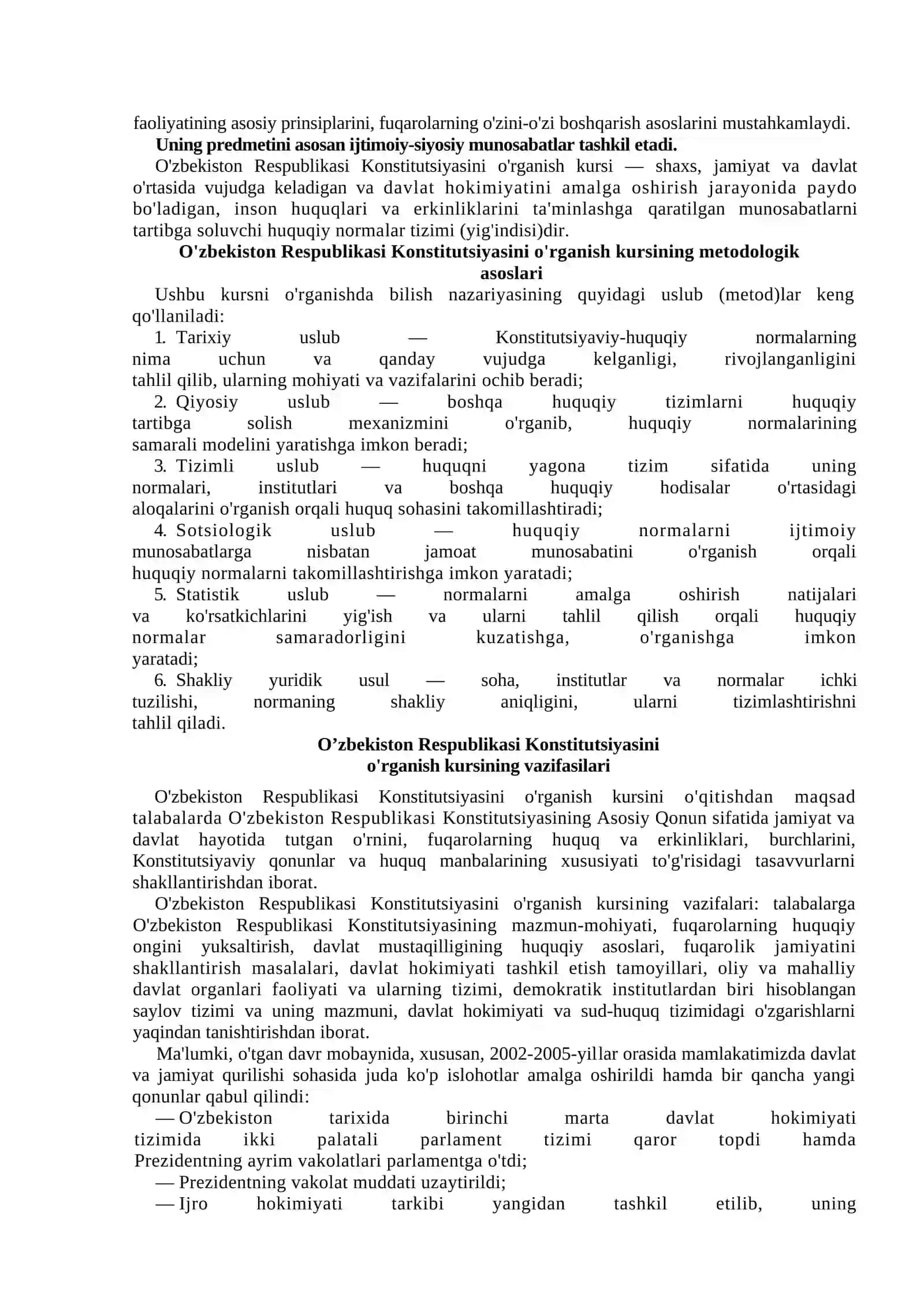 O’zbekiston Respublikasi Konstitutsiyasini o’rganish o’quv kursi 2