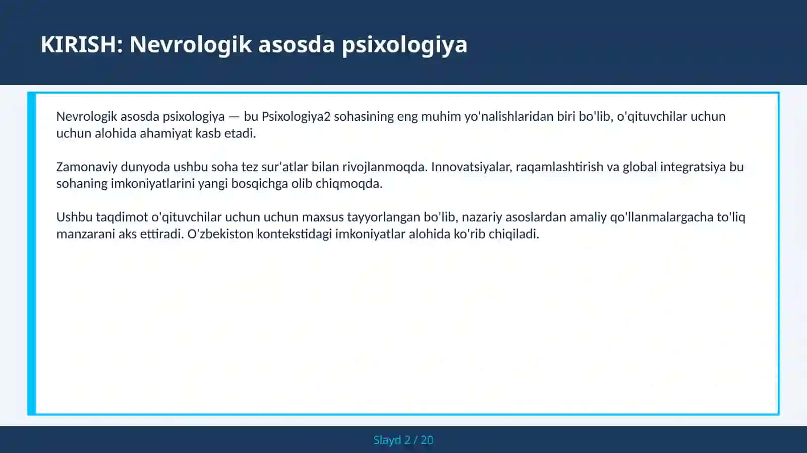 Nevrologik asosda psixologiya 2