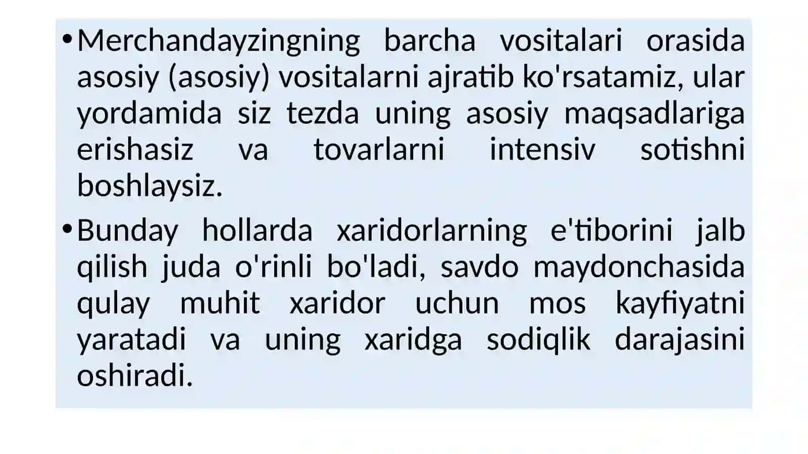 Merchandayzing vositalari va texnologiyalari 2