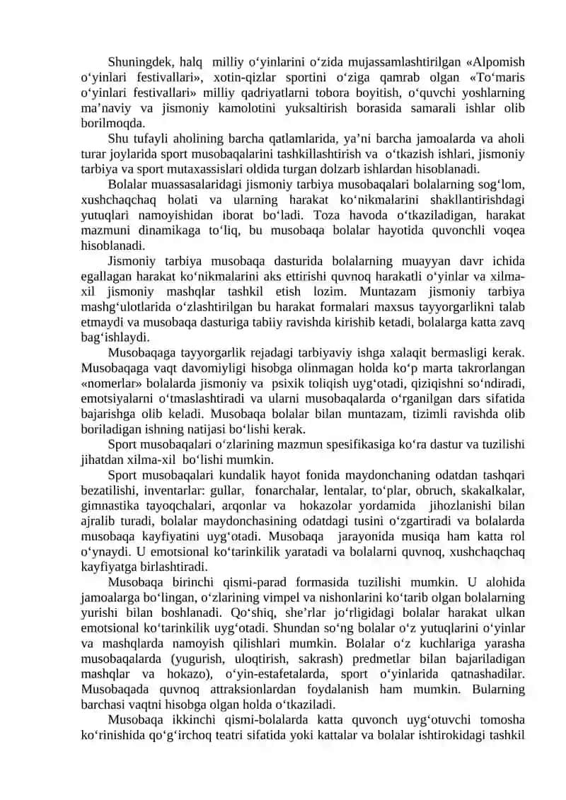 Sport musobaqalarining tashkillashtirish va o‘tkazilishi 2