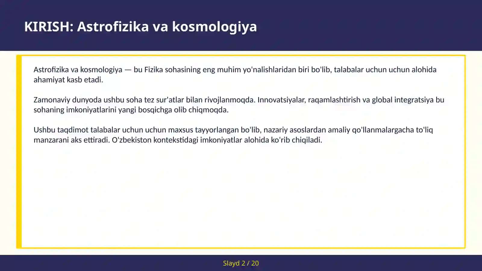Astrofizika va kosmologiya 2