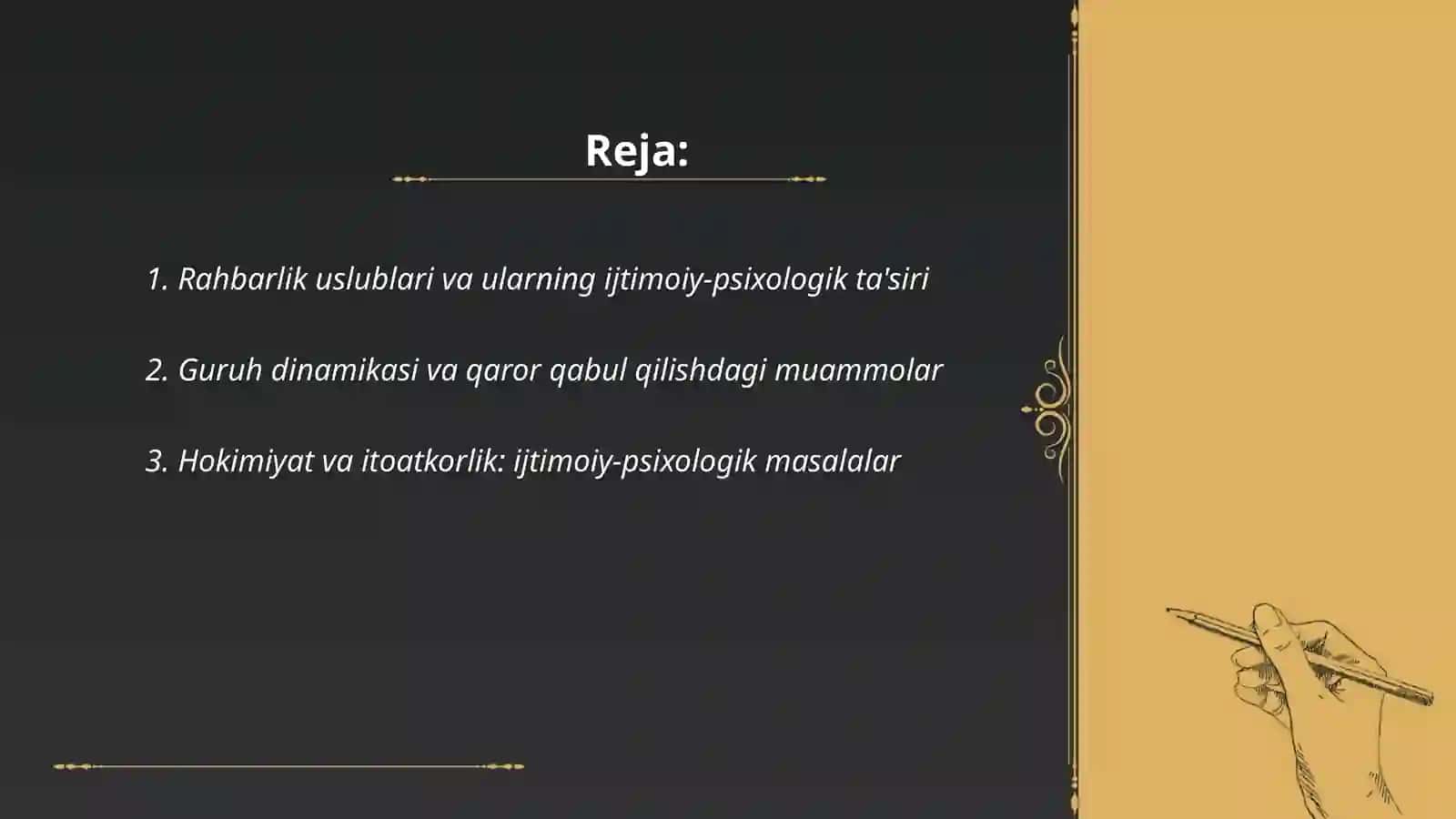 Sotsial psixologiyada boshqaruv muammosi 2