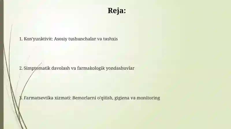 Konyuktivit kasalligini simptomatik davolash va farmatsevtik yordam tamoyillari 2
