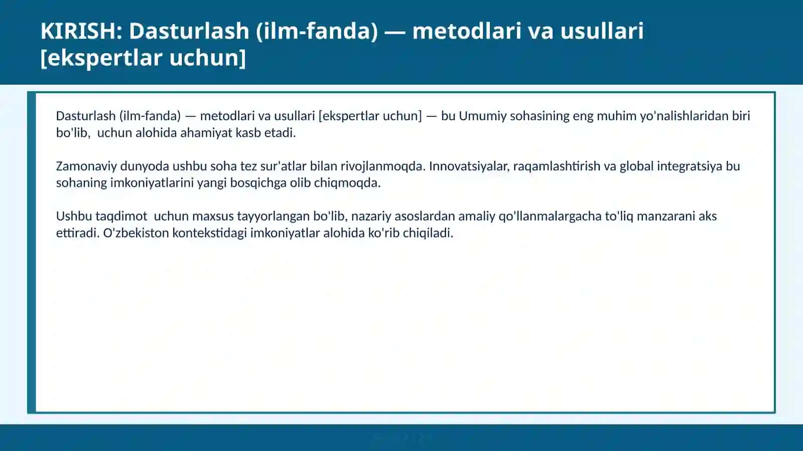 Dasturlash (ilm-fanda) — metodlari va usullari [ekspertlar uchun] 2