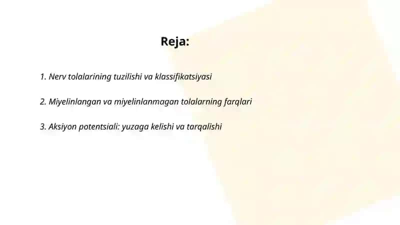 Nerv tolalari va sinapslar fiziologiyasi 2