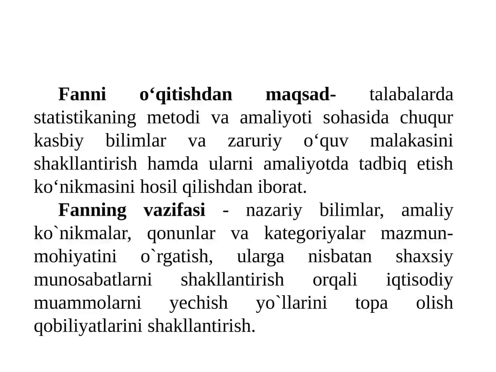 STATISTIKA FANIGA KIRISH 2