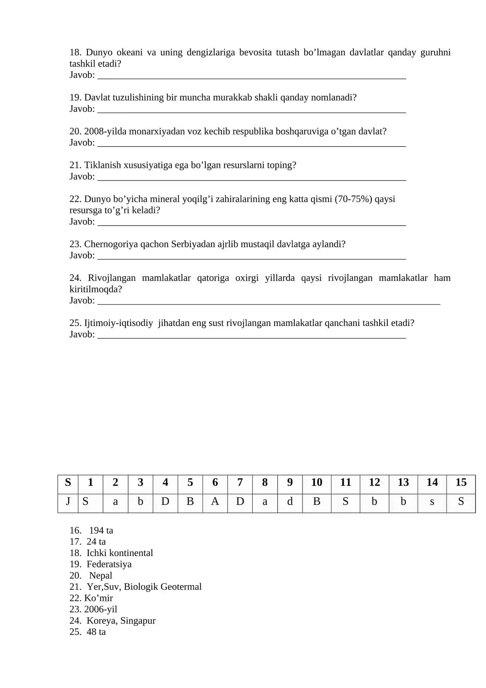 Olimpiya Geografiya Testi 2